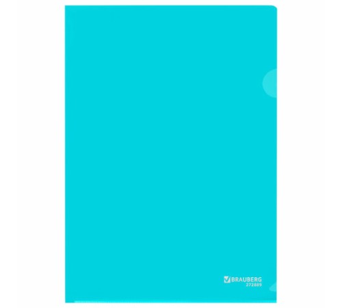 Папка-уголок жесткая, непрозрачная, А4, цвет аквамарин, 0,15 мм, BRAUBERG PASTEL, 272889