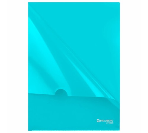 Папка-уголок жесткая, непрозрачная, А4, цвет аквамарин, 0,15 мм, BRAUBERG PASTEL, 272889