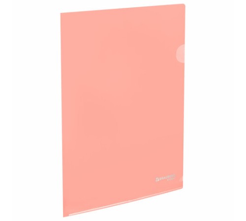Папка-уголок жесткая, непрозрачная, А4, цвет персиковый, 0,15 мм, BRAUBERG PASTEL, 272891