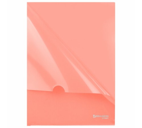 Папка-уголок жесткая, непрозрачная, А4, цвет персиковый, 0,15 мм, BRAUBERG PASTEL, 272891