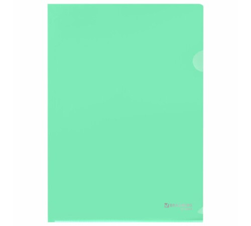 Папка-уголок жесткая, непрозрачная, А4, цвет мятный, 0,15 мм, BRAUBERG PASTEL, 272892