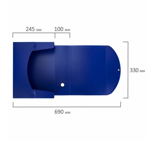 Короб архивный 330х245х100 мм, пластик разборный, до 900 листов, синий, 0,9 мм, BRAUBERG EXTRA, 272894