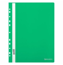 Скоросшиватель пластиковый с перфорацией BRAUBERG EXTRA, А4, 140/180 мкм, зеленый, 272896