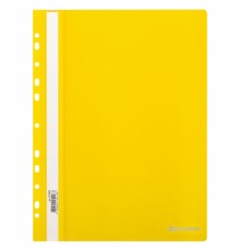 Скоросшиватель пластиковый с перфорацией BRAUBERG EXTRA, А4, 140/180 мкм, желтый, 272899