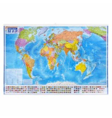 Карта мира политическая 101х71 см, 1:32М, на рейках, с ламинацией, интерактивная, европодвес, BRAUBERG, 112383