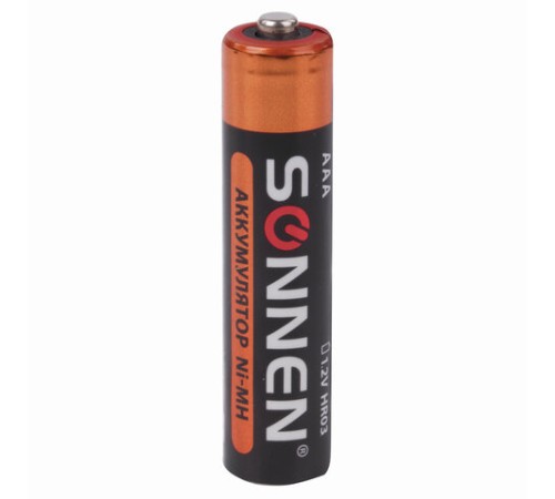 Батарейки аккумуляторные Ni-Mh мизинчиковые КОМПЛЕКТ 2 шт., AAA (HR03) 650 mAh, SONNEN, 454236 Батарейки аккумуляторные Ni-Mh мизинчиковые КОМПЛЕКТ 2 шт., AAA (HR03) 650 mAh, SONNEN, 454236