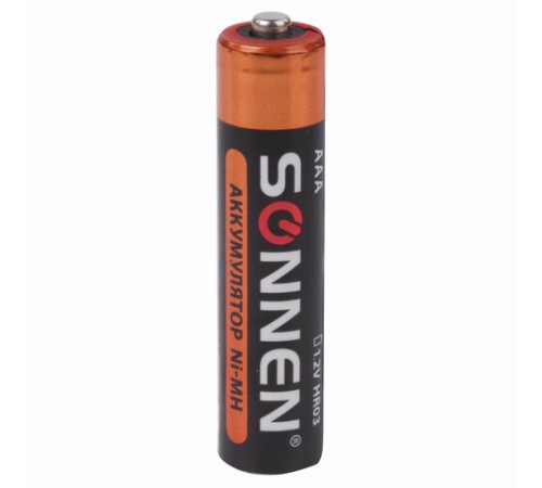 Батарейки аккумуляторные Ni-Mh мизинчиковые КОМПЛЕКТ 2 шт., AAA (HR03) 1000 mAh, SONNEN, 454237 Батарейки аккумуляторные Ni-Mh мизинчиковые КОМПЛЕКТ 2 шт., AAA (HR03) 1000 mAh, SONNEN, 454237