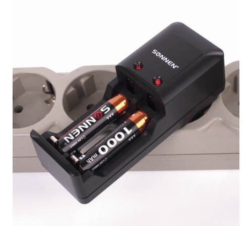 Батарейки аккумуляторные Ni-Mh мизинчиковые КОМПЛЕКТ 2 шт., AAA (HR03) 1000 mAh, SONNEN, 454237 Батарейки аккумуляторные Ni-Mh мизинчиковые КОМПЛЕКТ 2 шт., AAA (HR03) 1000 mAh, SONNEN, 454237