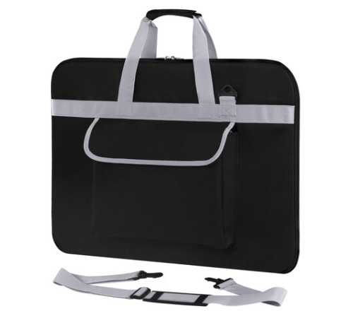 Сумка для художника СУПЕР РАЗМЕР А2+ (62 см х 45 см), чёрная, накладной карман, BRAUBERG ART CLASSIC, 272986