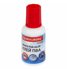 Клей ПВА УСИЛЕННЫЙ 20 г с кисточкой (бумага, фотографии, картон, дерево), BRAUBERG Extra, 272998