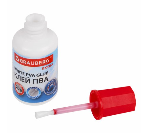 Клей ПВА УСИЛЕННЫЙ 20 г с кисточкой, ВЫГОДНАЯ УПАКОВКА, 3 штуки на блистере, BRAUBERG Extra, 272999