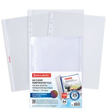 Папки-файлы перфорированные с антибликовой текстурой А4 BRAUBERG PIXEL, КОМПЛЕКТ 100 шт., 25 мкм, 273001