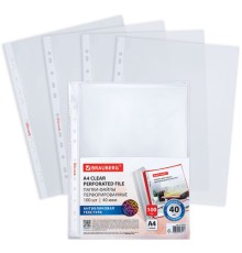 Папки-файлы перфорированные с антибликовой текстурой А4 BRAUBERG PIXEL, КОМПЛЕКТ 100 шт., 40 мкм, 273009