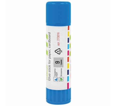 Клей-карандаш 9 г, ВЫГОДНАЯ УПАКОВКА, КОМПЛЕКТ 24 ШТУКИ, STAFF EVERYDAY, 273016