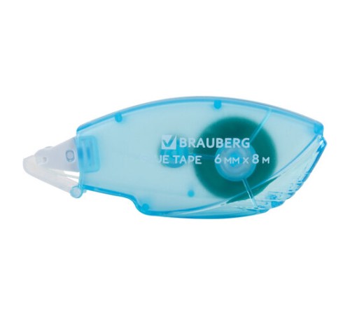 Клей-лента BRAUBERG STANDARD, 6 мм х 8 м, корпус матовый голубой, блистер, 273027