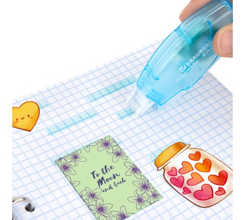 Клей-лента BRAUBERG STANDARD, 6 мм х 8 м, корпус матовый голубой, блистер, 273027