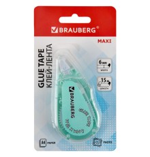 Клей-лента BRAUBERG MAXI, 6 мм х 15 м, корпус зеленый, блистер, 273029