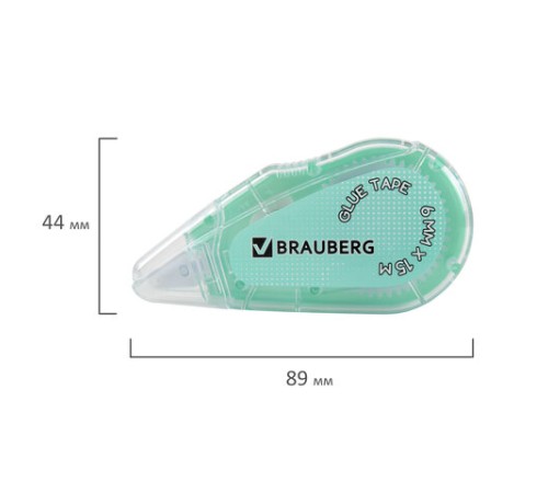 Клей-лента BRAUBERG MAXI, 6 мм х 15 м, корпус зеленый, блистер, 273029