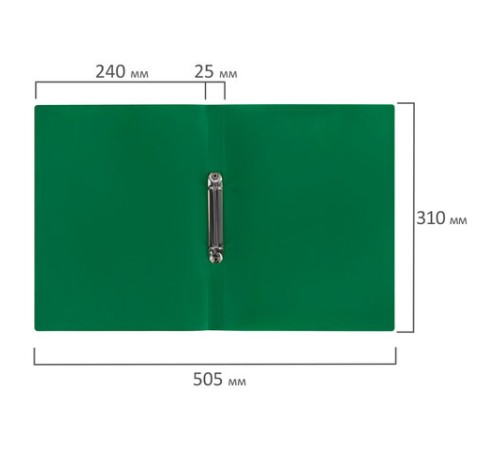 Папка на 2 кольцах А4 BRAUBERG PIXEL, 25 мм, темно-зеленая, до 170 листов, 0,5 мм, 273033