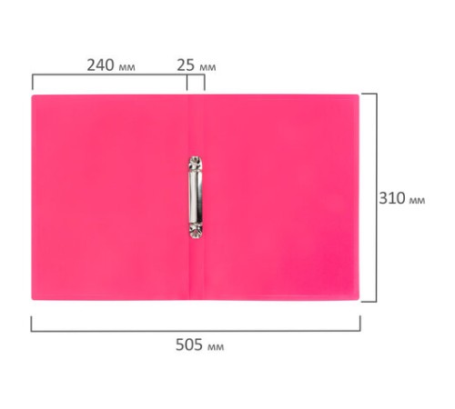 Папка на 2 кольцах А4 BRAUBERG PIXEL, 25 мм, маджента, до 170 листов, 0,5 мм, 273036