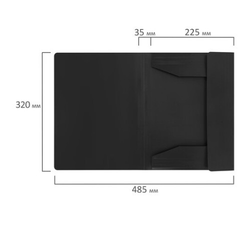 Папка на резинках А4 BRAUBERG UNIVERSAL, черная, до 300 листов, 0,5 мм, 273038