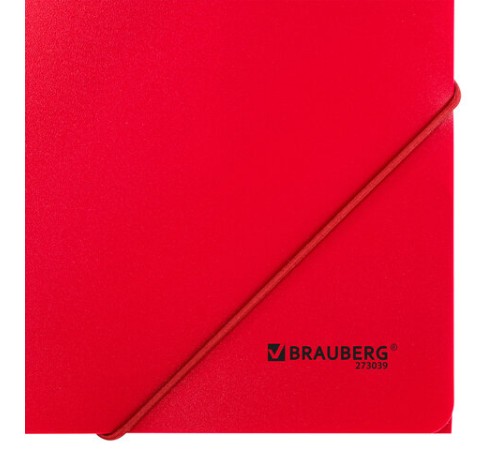 Папка на резинках А4 BRAUBERG UNIVERSAL, красная, до 300 листов, 0,5 мм, 273039