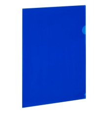 Папка-уголок прозрачная А4 BRAUBERG UNIVERSAL, синяя, 0,10 мм, со штрихкодом, 273045