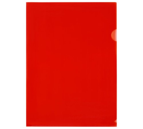 Папка-уголок прозрачная А4 BRAUBERG UNIVERSAL, красная, 0,10 мм, со штрихкодом, 273047