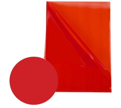 Папка-уголок прозрачная А4 BRAUBERG UNIVERSAL, красная, 0,10 мм, со штрихкодом, 273047