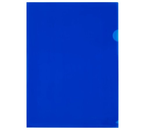 Папка-уголок жесткая прозрачная А4 BRAUBERG UNIVERSAL, синяя, 0,15 мм, со штрихкодом, 273050