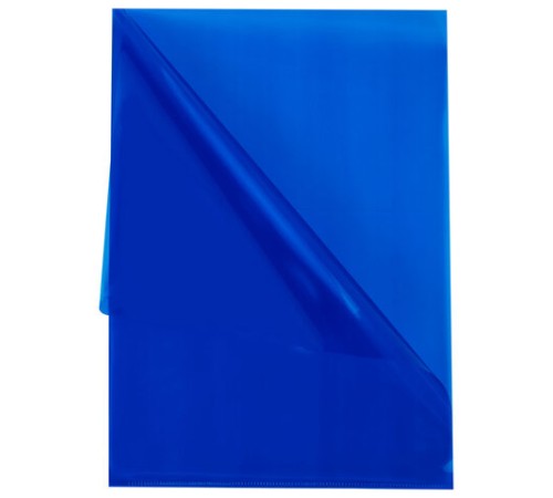 Папка-уголок жесткая прозрачная А4 BRAUBERG UNIVERSAL, синяя, 0,15 мм, со штрихкодом, 273050