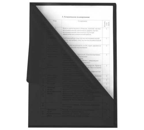 Папка-уголок жесткая прозрачная А4 BRAUBERG UNIVERSAL, черная, 0,15 мм, со штрихкодом, 273051