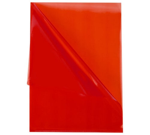 Папка-уголок жесткая прозрачная А4 BRAUBERG UNIVERSAL, красная, 0,15 мм, со штрихкодом, 273052