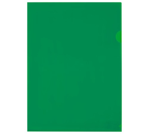 Папка-уголок жесткая прозрачная А4 BRAUBERG UNIVERSAL, зеленая, 0,15 мм, со штрихкодом, 273053