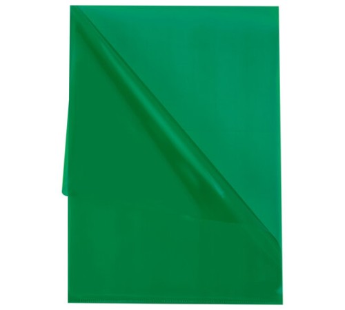 Папка-уголок жесткая прозрачная А4 BRAUBERG UNIVERSAL, зеленая, 0,15 мм, со штрихкодом, 273053