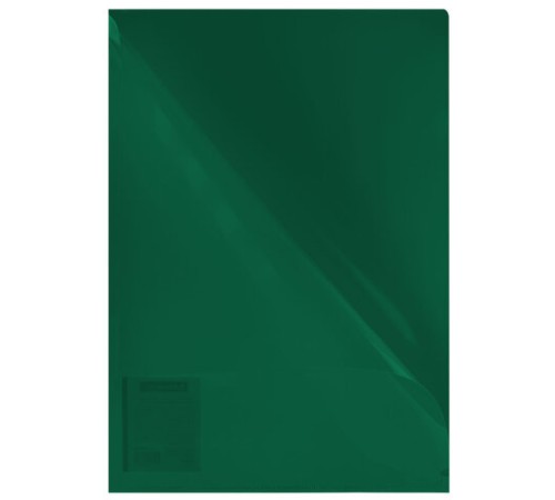 Папка-уголок жесткая, непрозрачная (тонированная), А4, BRAUBERG UNIVERSAL, зеленая, 0,18 мм, 273057