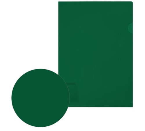 Папка-уголок жесткая, непрозрачная (тонированная), А4, BRAUBERG UNIVERSAL, зеленая, 0,18 мм, 273057