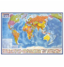 Карта мира политическая 117х80 см, 1:28М, с ламинацией, интерактивная, европодвес, BRAUBERG, 112384