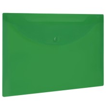 Папка-конверт с кнопкой прозрачная МАЛОГО ФОРМАТА А5, BRAUBERG UNIVERSAL, зеленая, 0,15 мм, 273069