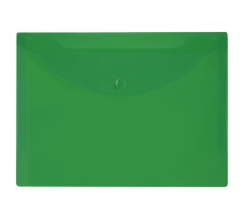 Папка-конверт с кнопкой прозрачная МАЛОГО ФОРМАТА А5, BRAUBERG UNIVERSAL, зеленая, 0,15 мм, 273069
