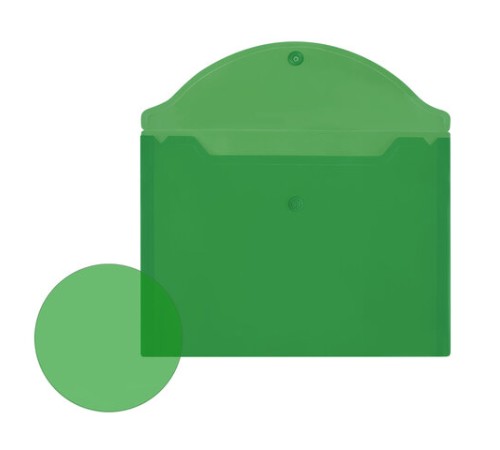 Папка-конверт с кнопкой прозрачная МАЛОГО ФОРМАТА А5, BRAUBERG UNIVERSAL, зеленая, 0,15 мм, 273069