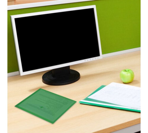 Папка-конверт с кнопкой прозрачная МАЛОГО ФОРМАТА А5, BRAUBERG UNIVERSAL, зеленая, 0,15 мм, 273069