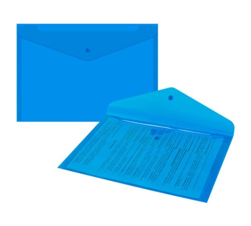 Папка-конверт с кнопкой прозрачная А4, BRAUBERG 