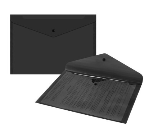 Папка-конверт с кнопкой прозрачная А4, BRAUBERG 