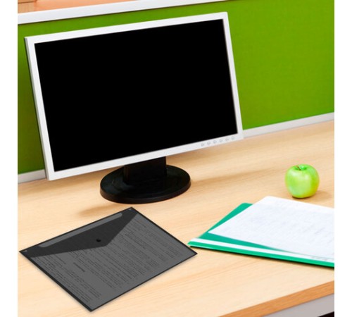 Папка-конверт с кнопкой прозрачная А4, BRAUBERG 