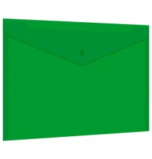 Папка-конверт с кнопкой прозрачная А4 BRAUBERG UNIVERSAL, до 100 листов, зеленая, 0,15 мм, 273074
