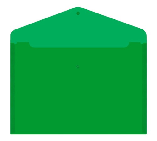 Папка-конверт с кнопкой прозрачная А4 BRAUBERG UNIVERSAL, до 100 листов, зеленая, 0,15 мм, 273074