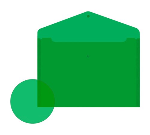 Папка-конверт с кнопкой прозрачная А4 BRAUBERG UNIVERSAL, до 100 листов, зеленая, 0,15 мм, 273074