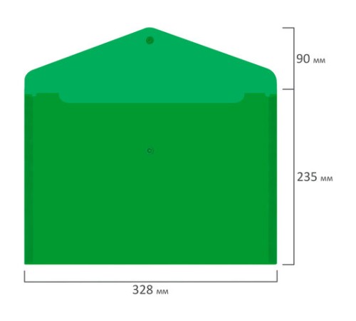 Папка-конверт с кнопкой прозрачная А4 BRAUBERG UNIVERSAL, до 100 листов, зеленая, 0,15 мм, 273074