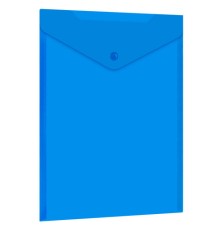 Папка-конверт с кнопкой прозрачная А4 BRAUBERG UNIVERSAL, вертикальная, синяя, 0,15 мм, 273076